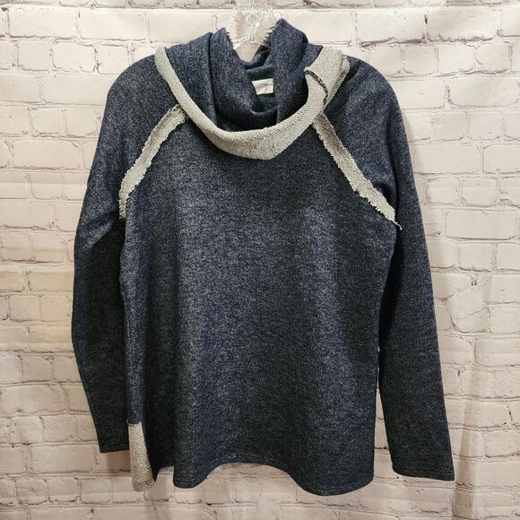 Wanna B Sweater Womens Small Blue Cowl Neck Raw Hem Boho Peasant Hippie - Picture 1 of 7
